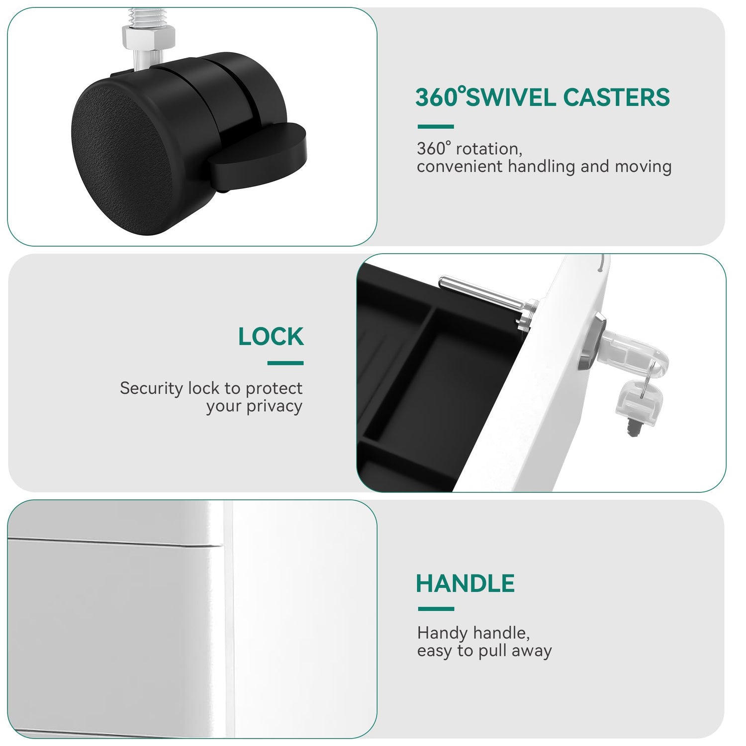 YITAHOME 3-Drawer Metal Filing Drawers with Keys, Compact Slim Portable File Pre-Built Office Storage Cabinet for A4/Letter/Legal (White) YITAHOME