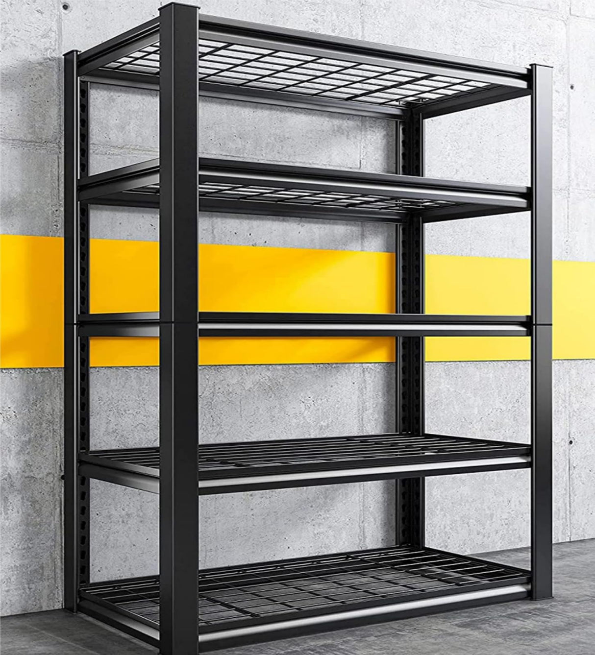 REIBII Garage Shelving, 72" Garage Storage Shelves Heavy Duty Shelving Units and Storage Loads 2000LBS, Adjustable 5 Tier Metal Shelving for Garage REIBII