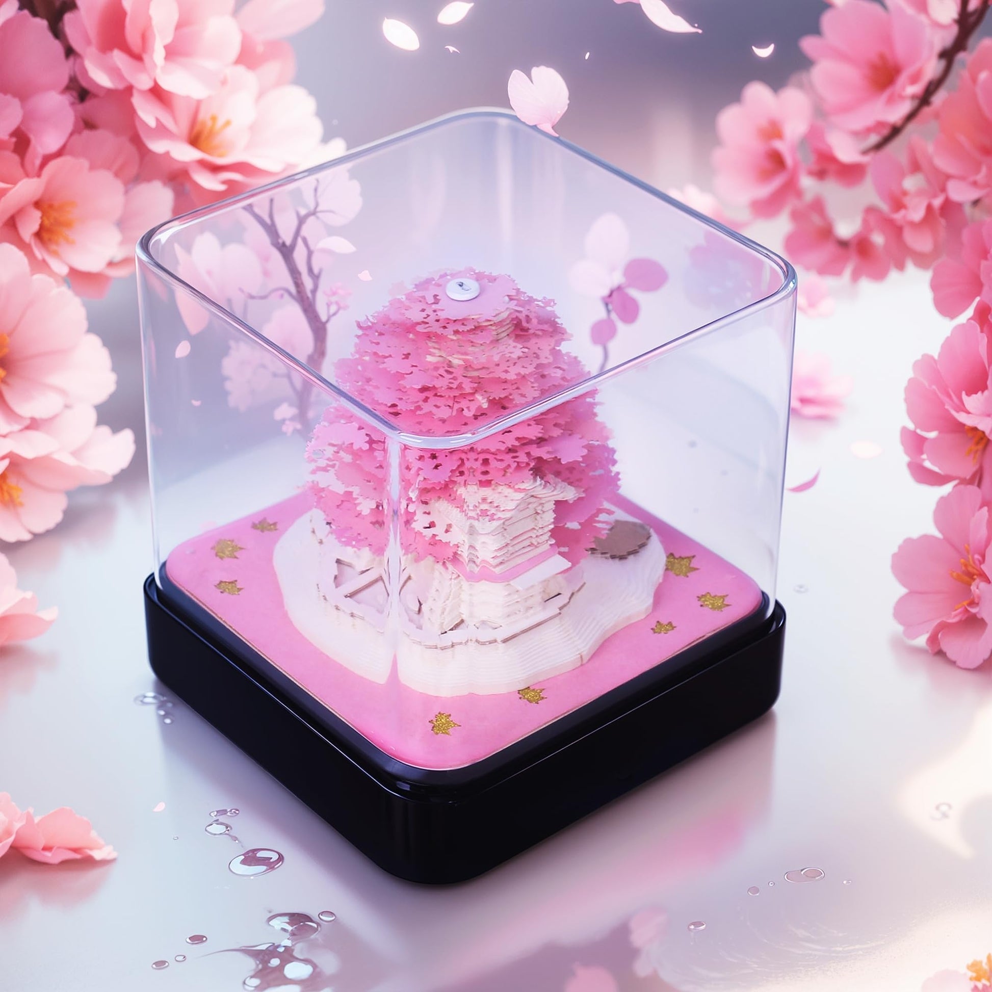 3D Art Calendar Memo Pad 2024, Creative Time piece Calendar Sakura Tree Rip  Away Paper Carving Sticky DIY Note Pink