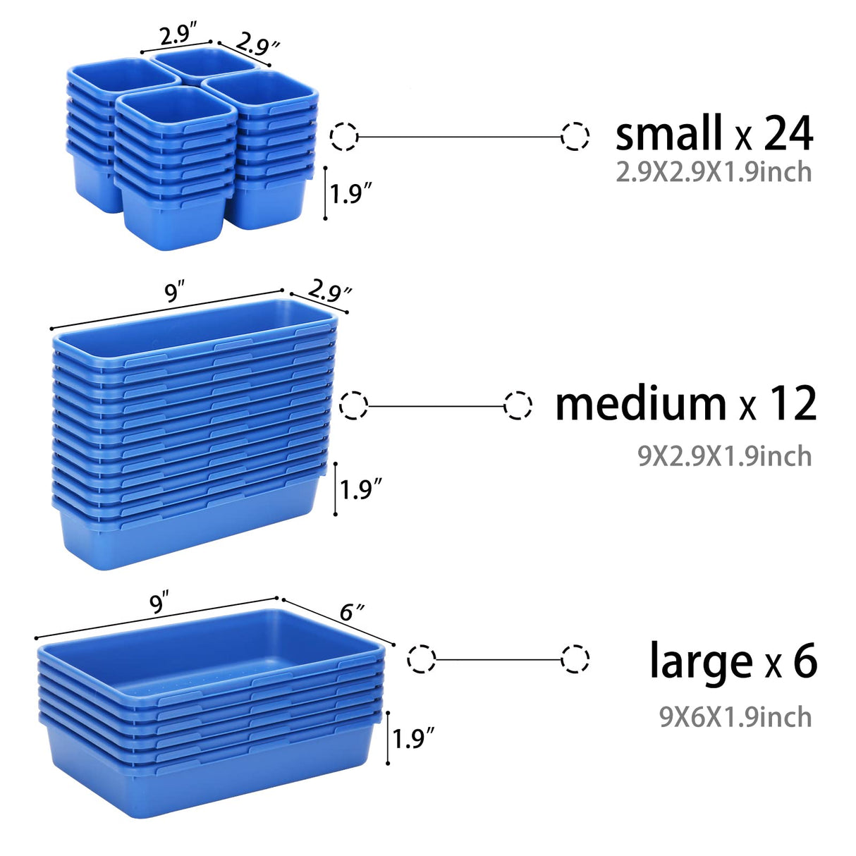 42 Pack Tool Box Organizer Tool Tray Dividers, Rolling Tool Chest Cart Cabinet Workbench Desk Drawer Organization and Storage for Hardware, Parts, KeFanta