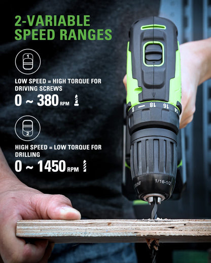 Greenworks 24V Brushless Cordless Drill Impact Driver Combo kit, 1/2”Drill & 1/4”Hex Impact Driver Power Tool Kit, Included 2 Batteries, 1 Charger, 8