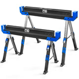 Prostormer Saw Horses 2 Pack Folding, Portable Heavy Duty Sawhorse with 2601 lbs Weight Capacity Per Pair, Adjustable Legs, Easy Carry Handle - Ideal Prostormer