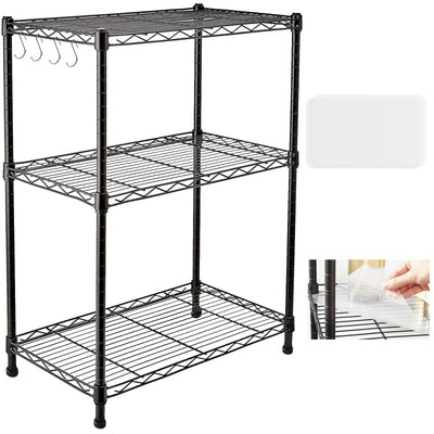 SsngygHme 3 Tier Shelf Storage, Wire Shelving Unit, 3 Tiers Standing Shelving Units Adjustable Metal Organizer Wire Rack with Leveling Feet, 15.7 ''