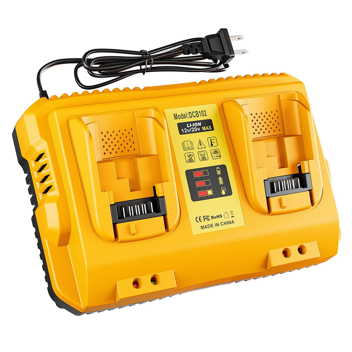 DCB102 Dual Charging Station Replacement for Dewalt 20V Battery Charger Compatible with Dewalt 12/ 20V MAX Battery DCB200 DCB205 DCB206 DCB606 DCB609 Lomrige