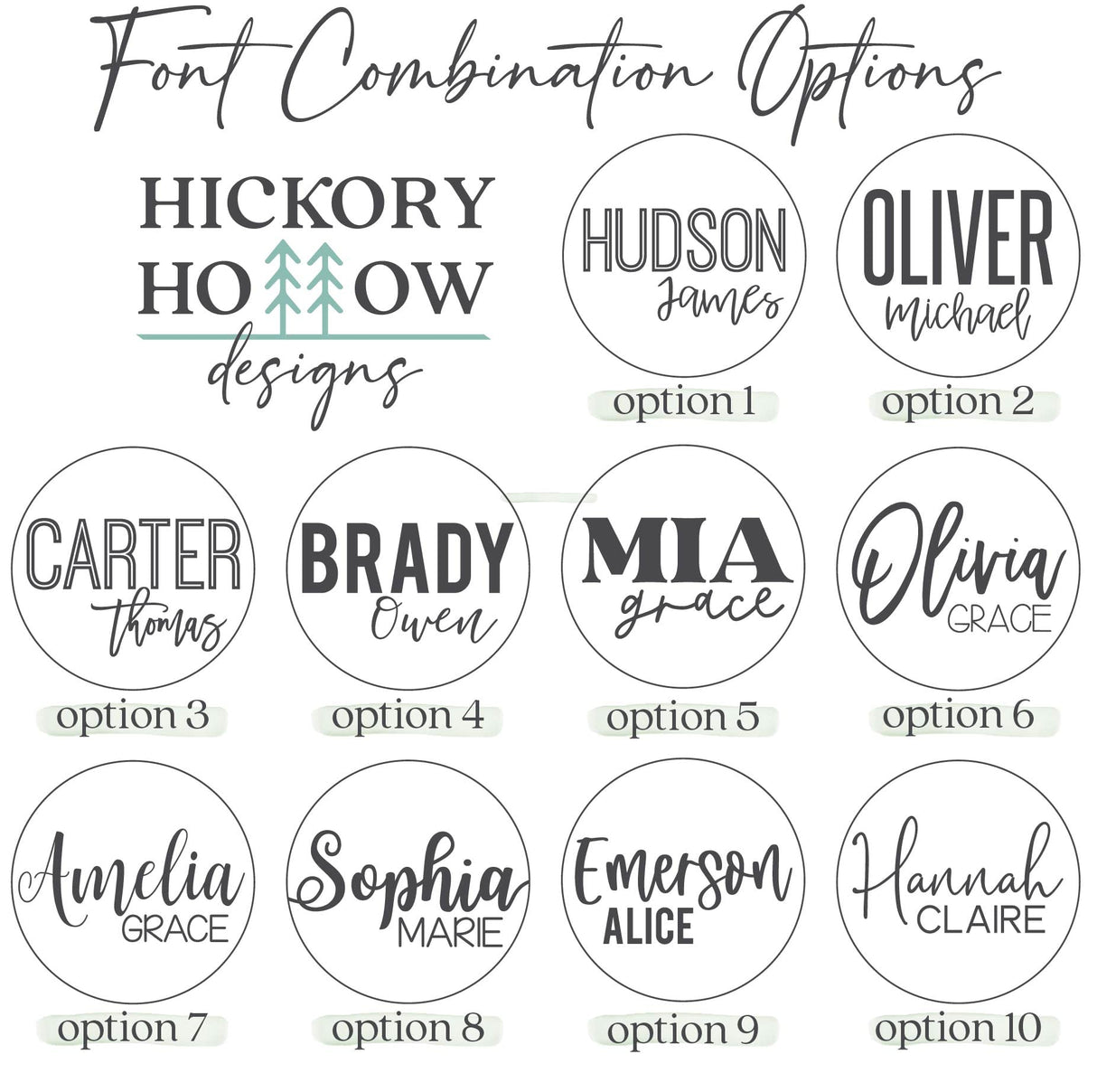 Custom Round Nursery Name Sign, Personalized Wooden Wall Plaque, 12" 18" 24", 30" 3D Wall Art for Children & Kids Rooms, Baby Shower, Hickory Hollow Hickory Hollow Designs