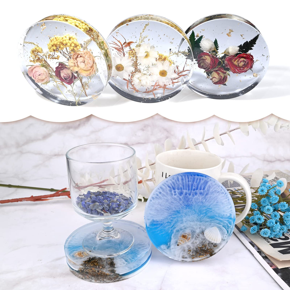 Actvty Resin Large Coaster Molds 6-Cavity Deep Round Silicone Molds for Resin Casting, for Epoxy Resin DIY Custom Coasters Resin Art Gifts Home Actvty