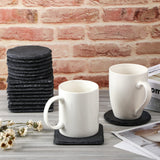 72 Pcs Slate Coasters Bulk 4 x 4 Inch 36 Square Black Stone Coasters 36 Round Drink Coasters Handmade Bar Coasters Natural Edge Cup Coaster with Anti Hoolerry
