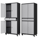Letaya Metal Garage Storage Cabinet with Wheels,72” Rolling Tool Cabinet with 4 Door Lock-Adjustable Shelves and Drawer for Garage Home Office Letaya