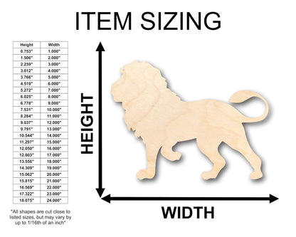 Unfinished Wood Lion Shape - Africa - Craft - up to 36" DIY 3" / 1/4" - WoodArtSupply