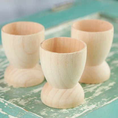 Package of 9 Unfinished Wood Egg Cups for Crafting, Designing and Easter Creations - WoodArtSupply