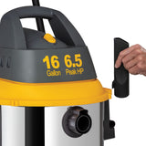 Koblenz Contractor Wet/Dry Vac, 16 Gal Stainless Steel 6.5HP 2-Stage Quiet Motor, Stainless (WD-16 C416SSH) Koblenz
