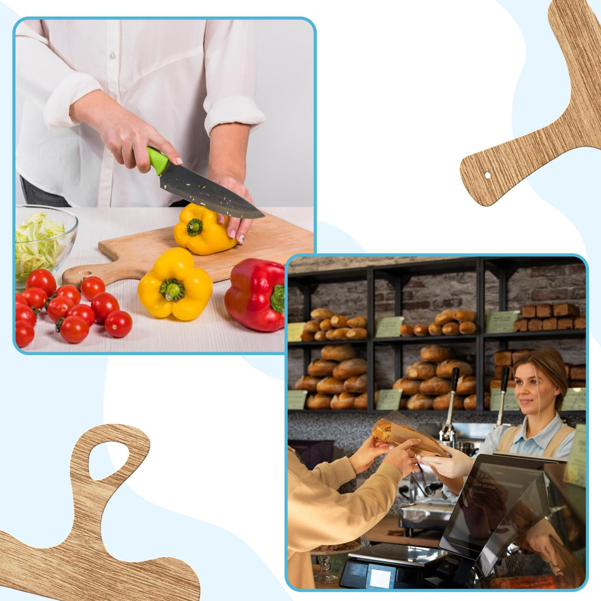 TRINKA Charcuterie Board Template Set - 6 Pcs Acrylic Router Templates for Woodworking | Handle Cutting Board Templates with 4 Pens | Angled Curvy TRINKA