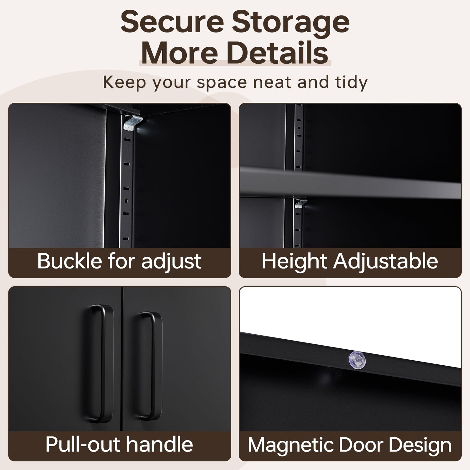 AFAIF Metal Garage Cabinets, 72" Tall Locking Storage Cabinets with 2 Doors and 5 Adjustable Shelves, Steel Utility Tool Cabinet, Black Lockable AFAIF