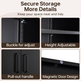 AFAIF Metal Garage Cabinets, 72" Tall Locking Storage Cabinets with 2 Doors and 5 Adjustable Shelves, Steel Utility Tool Cabinet, Black Lockable AFAIF