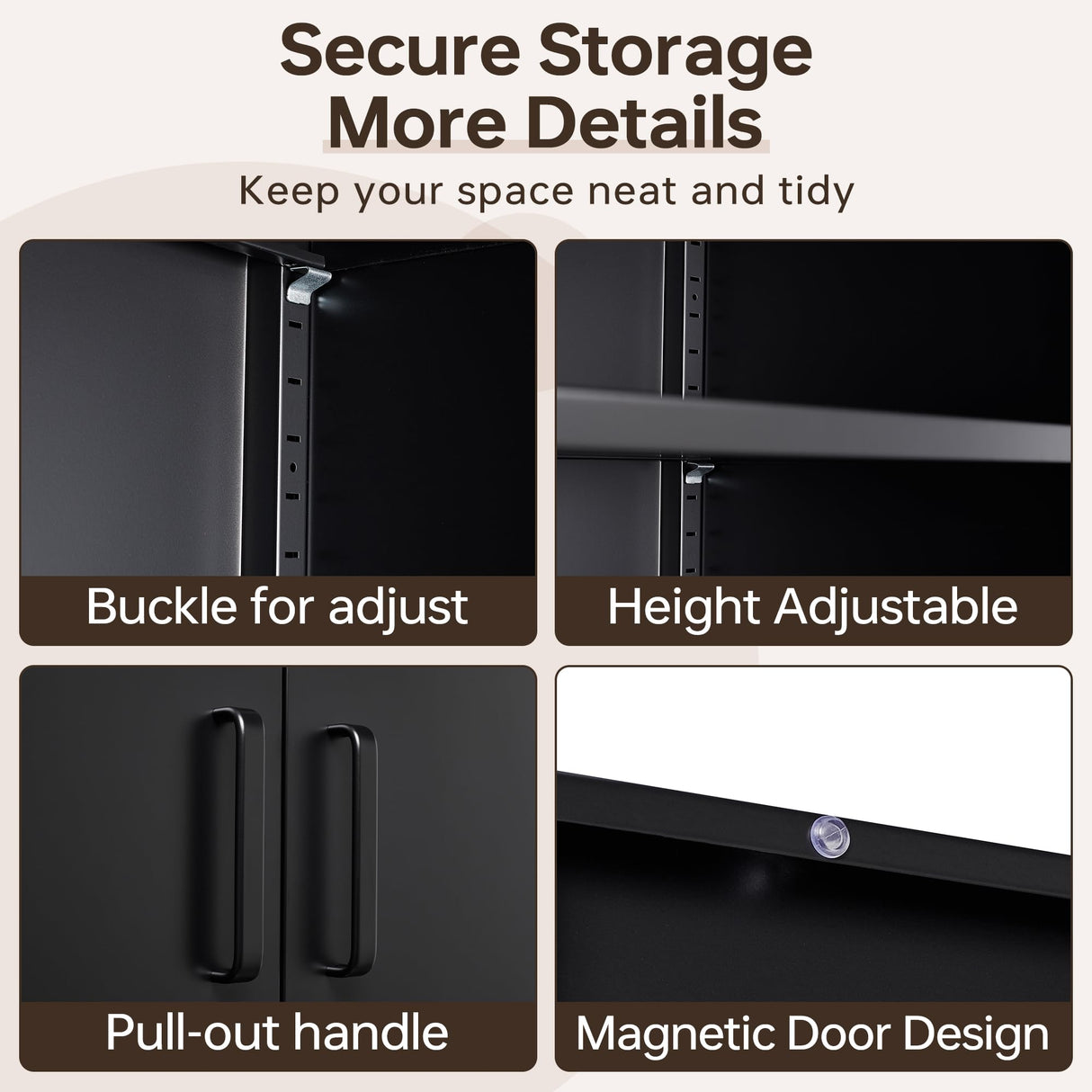 AFAIF Metal Garage Storage Cabinet,71" h Tall Garage Cabinet with 2 Doors and 5 Adjustable Shelves, Steel Utility Tool Cabinet Black Locking AFAIF