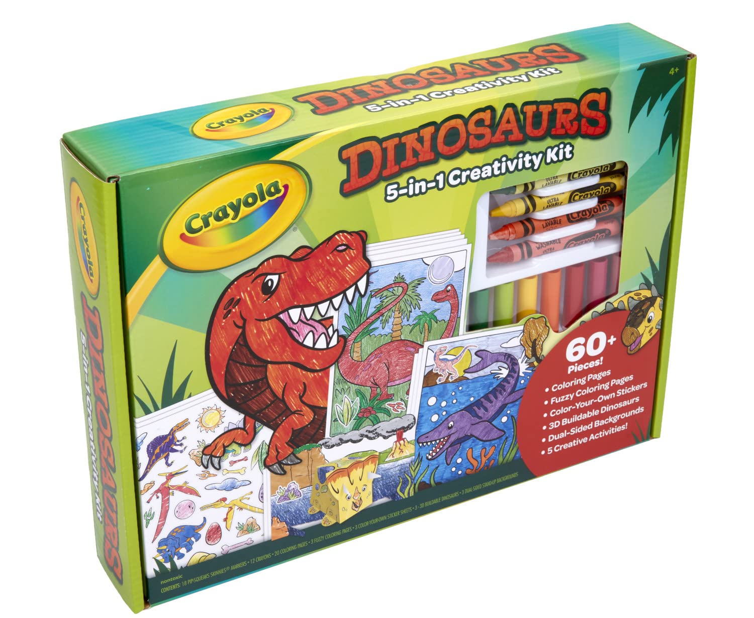 Crayola Dinosaur 5-in-1 Art Kit, Dinosaur Toys Alternative, Gift for Kids, Ages 4, 5, 6, 7 Crayola