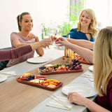 Lorbro Acacia Wood Serving Tray, 14" x 5.5" Wooden Serving Platter, 3 Section Rectangular Wooden Trays for Food, Cheese, Snacks, Fruit, Appetizer, Lorbro