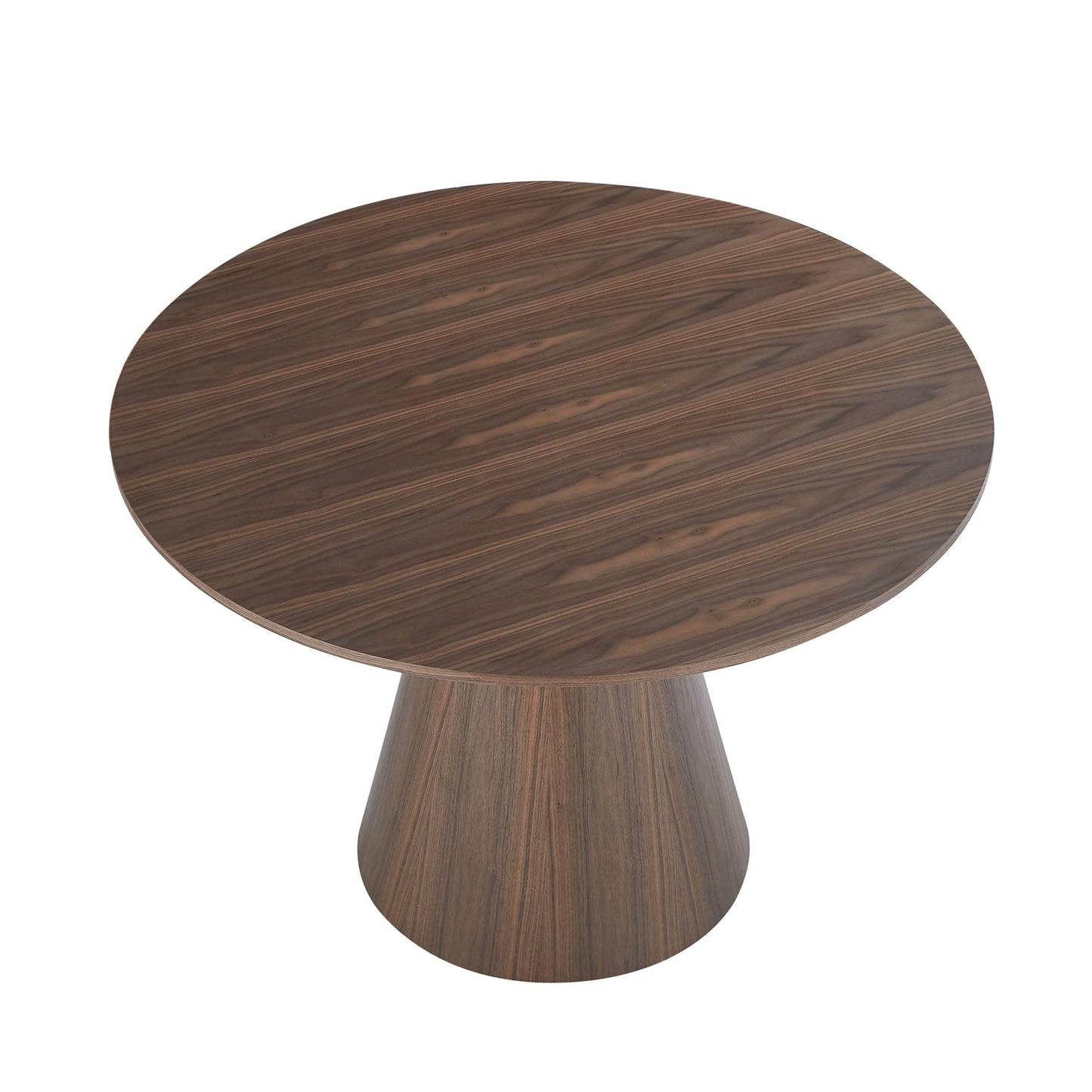 kevinplus 47.2'' Walnut Round Dining Table Kitchen Table for 4-6, Modern Contemporary Wood Circle Dining Room Table Kitchen Table with Cone Support,