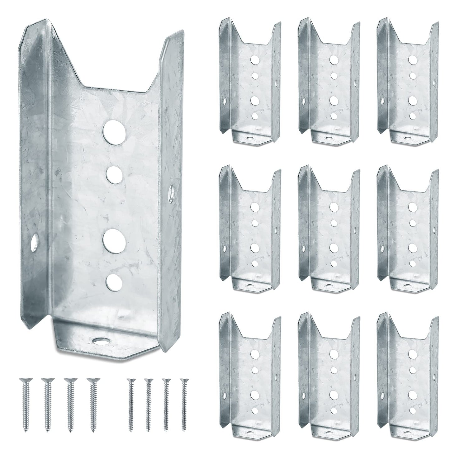 LukLoy Fence Bracket Repair Kit 10 Pack Galvanized 2x4 Brackets for Wood Rail Includes 70pcs 304 Stainless Steel Screws - WoodArtSupply