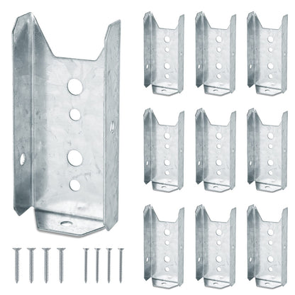 LukLoy Fence Bracket Repair Kit 10 Pack Galvanized 2x4 Brackets for Wood Rail Includes 70pcs 304 Stainless Steel Screws - WoodArtSupply