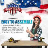 Borroughs Adjustable Height Heavy Duty Workbench, Solid Hardwood Top, Commercial Grade, 16-Gauge Steel Legs, 30 in. x 60 in. Borroughs