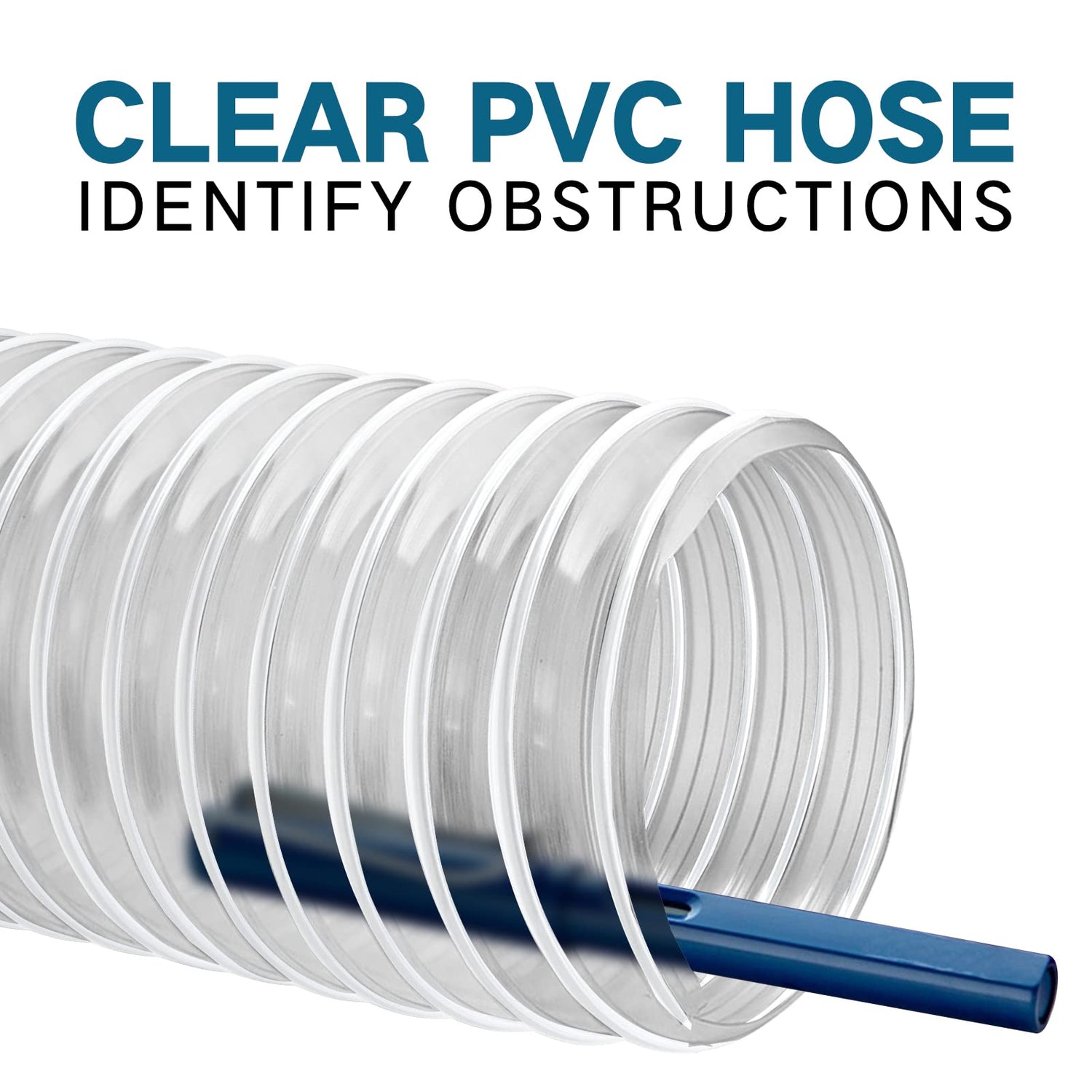 Heavy PVC Dust Collection Hose 2 1/2" x 20', Puncture Resistant PVC Dust Collection Hose with Carbon Steel Wire Coil, Flexible Clear PVC Fume Qucship