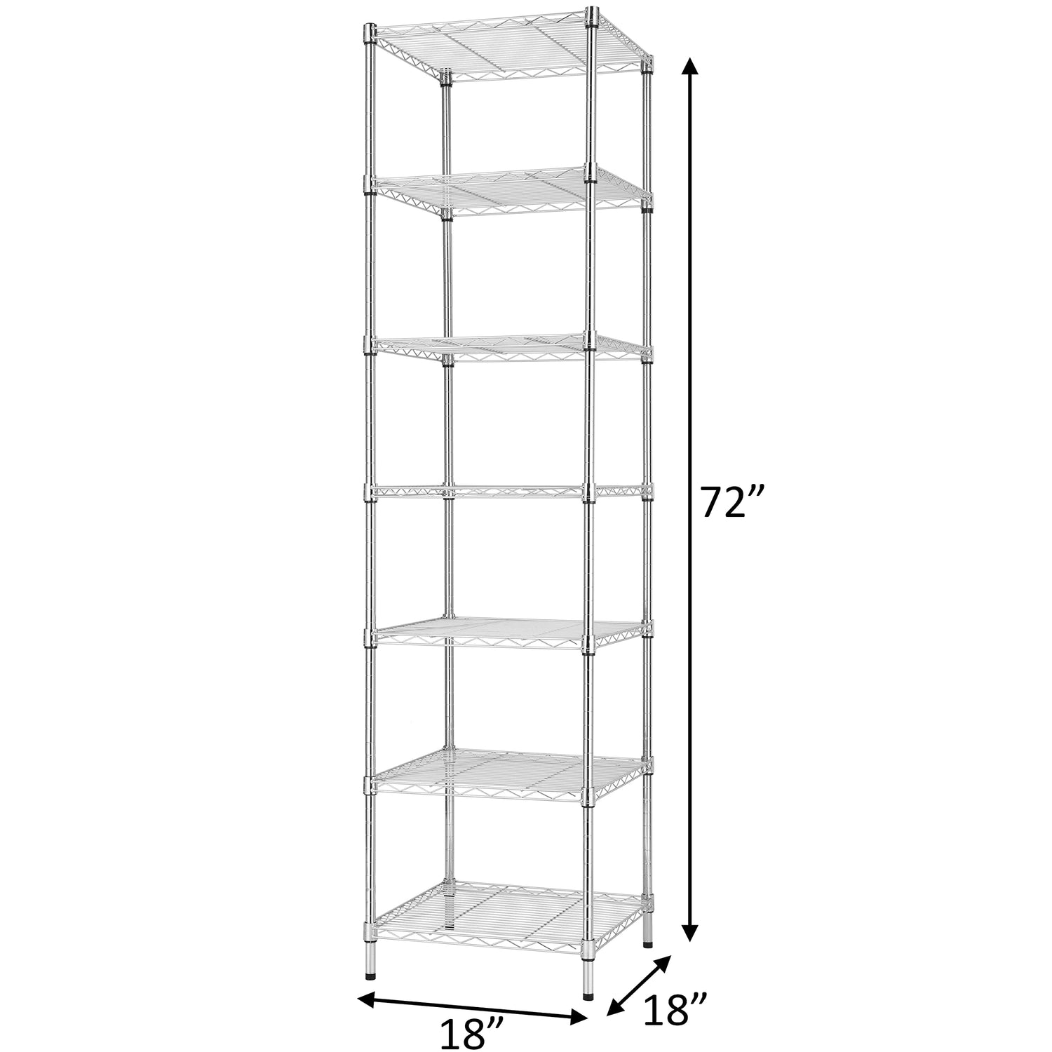 Finnhomy Heavy Duty 7 Tier Wire Shelving, 18x18x72 inches 7 Shelves Storage Rack with Thicken Steel Tube, Pantry Shelves for Storage, Adjustable Finnhomy