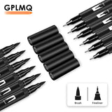 GPLMQ Black Drawing Pens, 12 Pack Felt Tip Markers for Adults and Kids, Dual Brush Fineliners Pens for Art Drawing Sketching Calligraphy GPLMQ