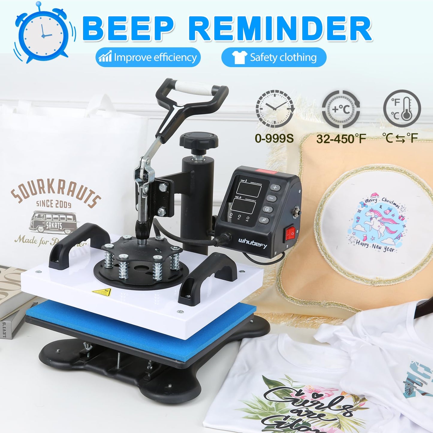 Whubefy Shirt Press Machine 12x10, Swing Away Heat Press Machine for T Shirts Printing Machine, High-Security HTV Vinyl Heat Press for Sublimation t