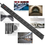 Metal Wall Mount Power Strip, Mountable Power Outlet with 12 AC Outlets, Aluminum Alloy Mount Power Socket with Switch, 6 FT SJT 3/C 14AWG Power HHSOET