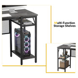 L-Shaped Computer Desk with USB Charging Port and Power Outlet - Unikito Industrial Reversible Corner Desk with Storage Shelves for Gaming and Office Use Unikito