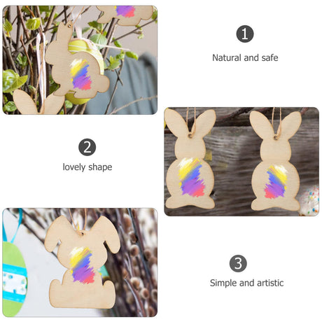 Tofficu 36Pcs Easter Bunny Wood Cutout Unfinished Wooden Bunny Slices Wood Rabbit Ornament Gift Tags Easter Hanging Decorations for Easter Party DIY Tofficu
