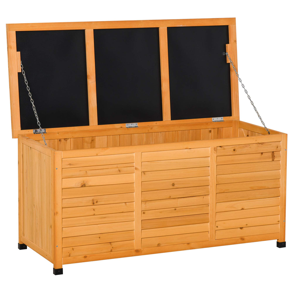 Outsunny 75 Gallon Wooden Deck Box, Outdoor Storage Container with Aerating Gap & Weather-Fighting Finish, Yellow Outsunny