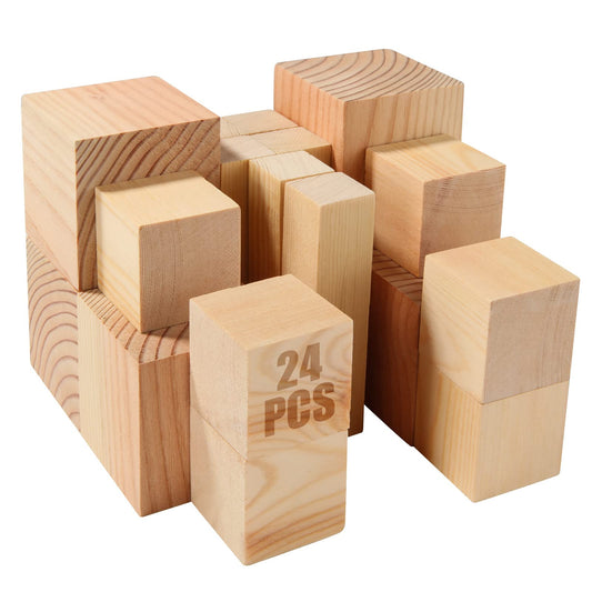 24Pcs Basswood Carving Blocks Whittling Wood Carving Blocks Basswood for Wood Carving Unfinished Wood Blocks Whittling Kit for Carving and Whittling,