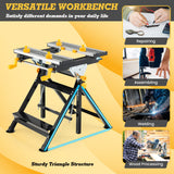 S AFSTAR Folding Work Table, Portable Workstation with Tiltable & Extendable Tabletop, 8 Sliding Non-marring Clamps & 2 Clamping Handles, 7-Level S AFSTAR