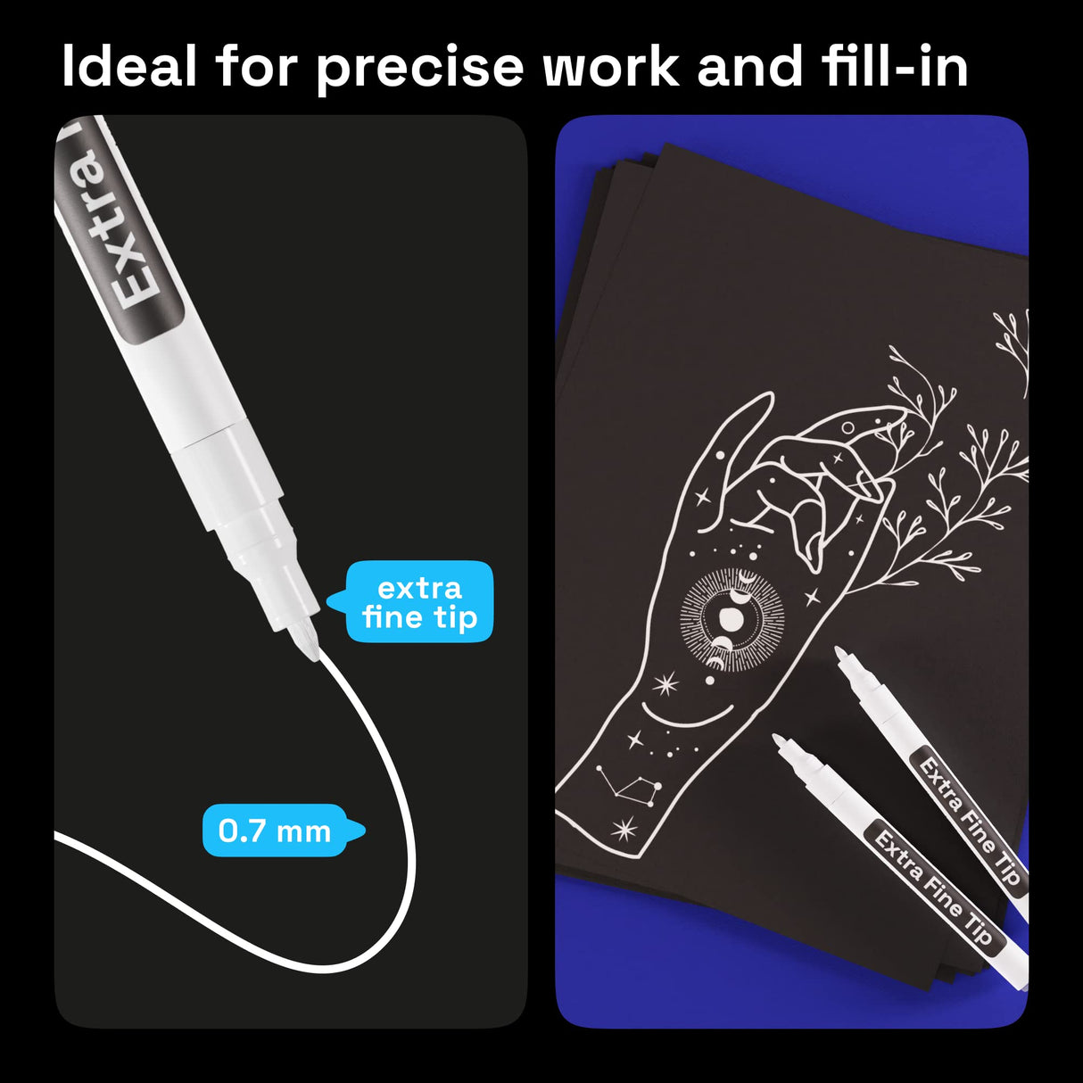 ARTISTRO White Paint Pen for Rock Painting, Stone, Ceramic, Glass, Wood, Tire, Fabric, Metal, Canvas. Set of 5 Acrylic Paint White Marker Water-based ARTISTRO