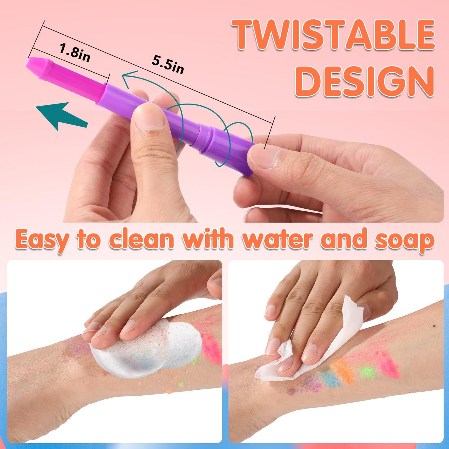 15PCS Glow in the Dark Body & Face Paint Stick,Makeup Face Paint Kit for Kids and Adults Halloween Club Black Light Birthday Party Masquerade Neon VESPRO