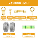 KURUI 303Pcs Picture Hanging Kit, Picture Hangers Assorted Kit With Heavy Duty Wall Hooks, Sawtooth, Picture Wire, D Rings, Hardware Nails, Eye Hooks KURUI