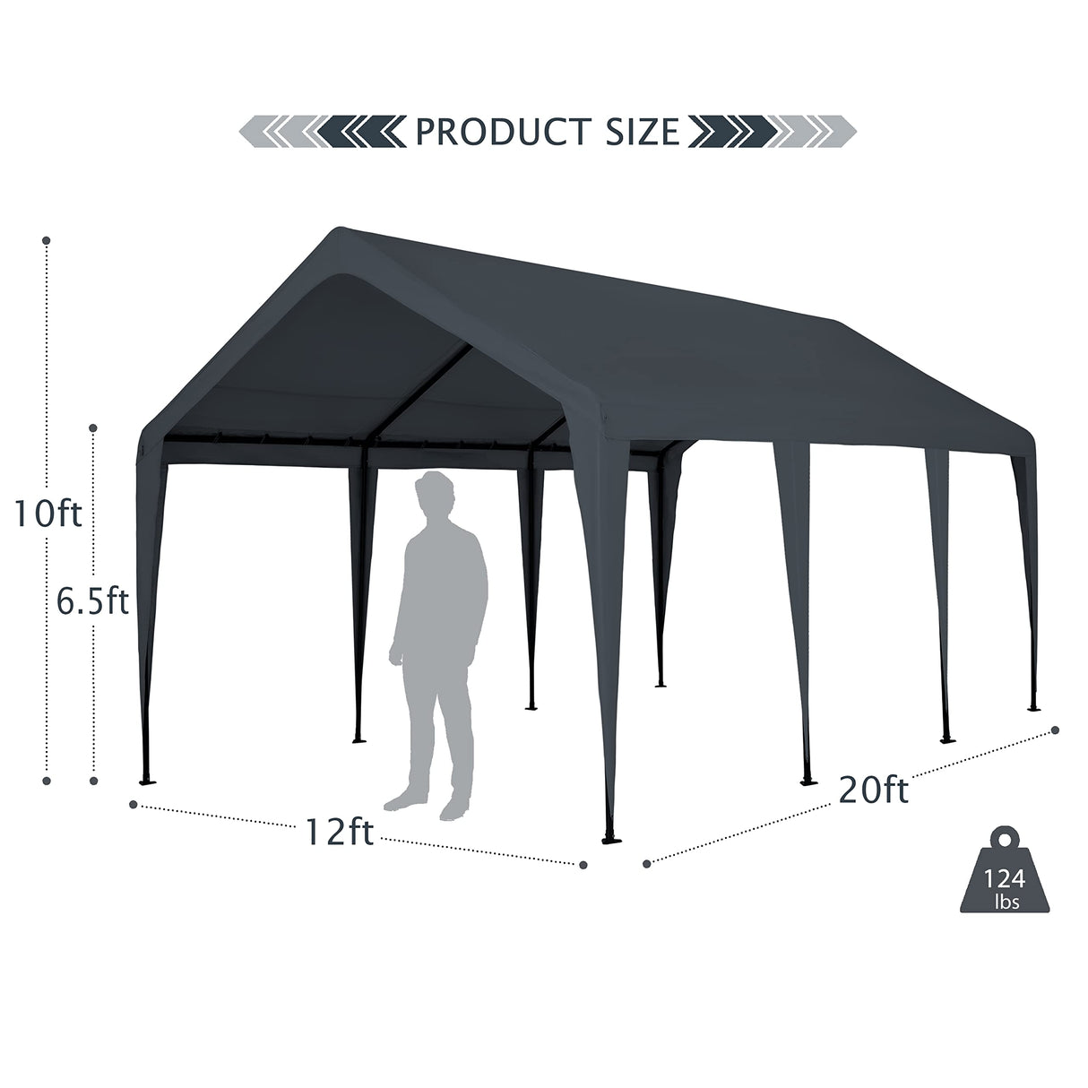 NOWENSOL Carport 12x20ft Car Port Garage Canopy Heavy Duty Car Tent Without Sidewalls & Doors, All Season and Portable Garage for Boat, Wedding NOWENSOL