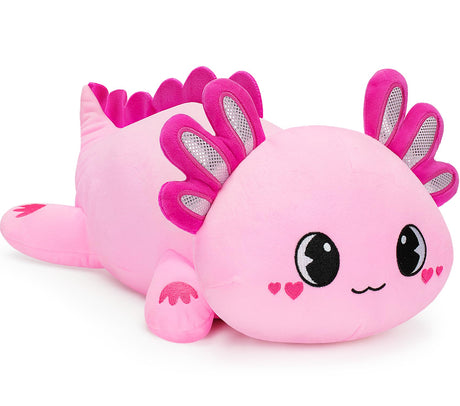 Officygnet Axolotl Plush, 13" Soft Stuffed Animal Plush Toy, Cute Axolotl Plush Pillow, Kawaii Plushies Dolls for Kids, Pink Axolotl Gift for Girls Officygnet
