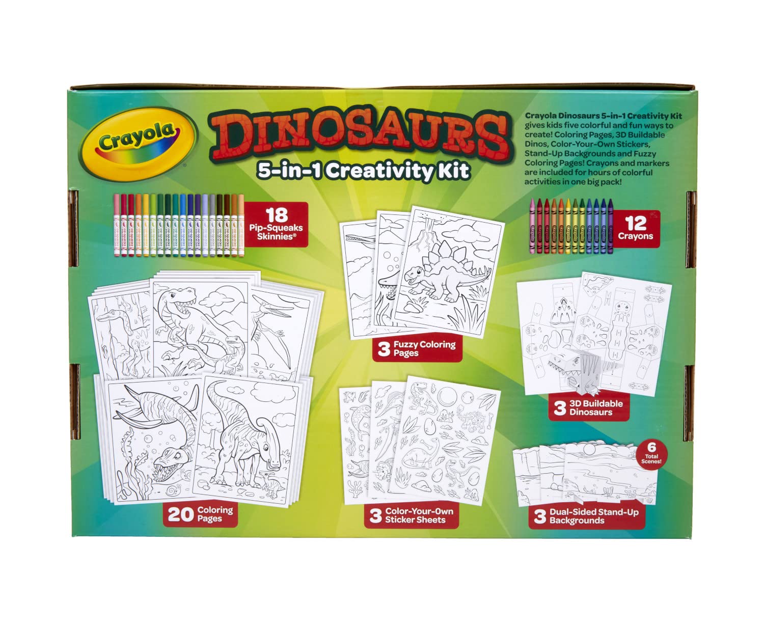 Crayola Dinosaur 5-in-1 Art Kit, Dinosaur Toys Alternative, Gift for Kids, Ages 4, 5, 6, 7 Crayola