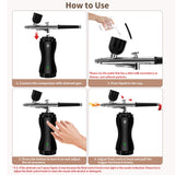 Airbrush Kit with Compressor 30PSI Portable Airbrush Gun Rechargeable Handheld Cordless Air Brush for Nails Art, Painting, Cake Decor, Cookie, Mode, fehrominger