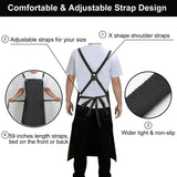 Sheomern Waterproof Rubber Apron, 43" Anti-Tear Heavy Duty Vinyl Apron Adjustable Thicker Cross Back Dishwasher Apron for Restaurant Dishwashing, Sheomern