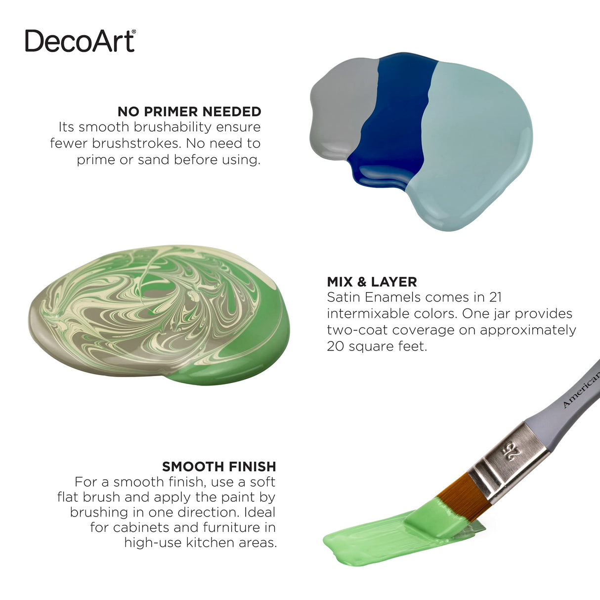 DecoArt Satin Enamels Acrylic Paint, 8 fl. oz. Jar, Pure White (Pack of 1) DecoArt