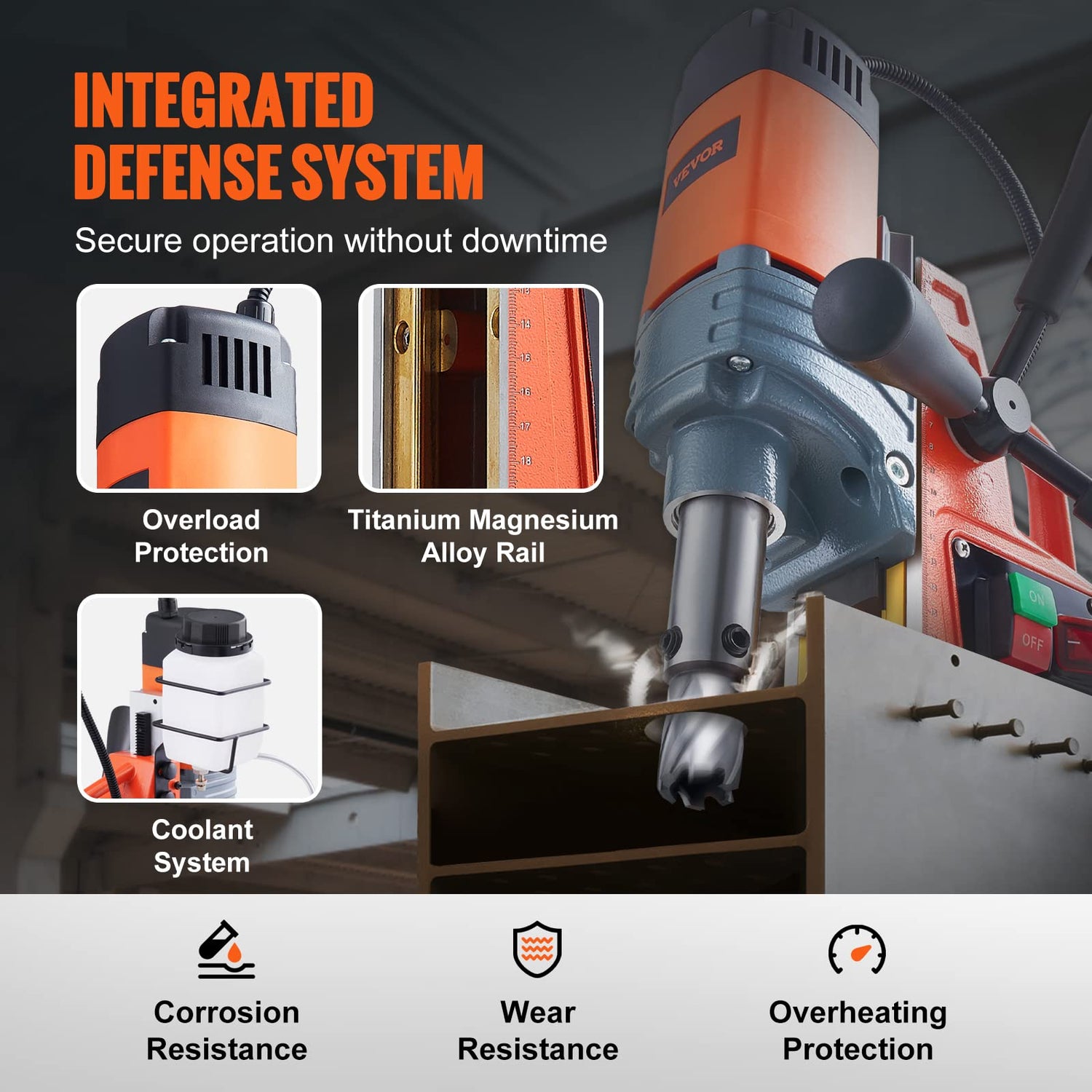 VEVOR Magnetic Drill, 1300W 1.57" Boring Diameter, 2922lbf/13000N 810 RPM Portable Electric Mag Drill Press with Variable Speed, Drilling Machine for VEVOR