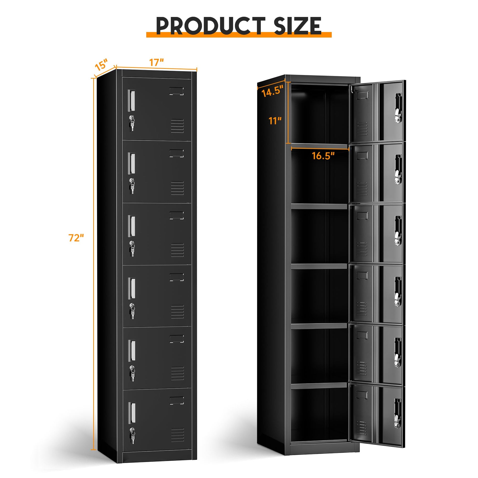 INTERGREAT Metal Locker for Office Storage Locker Employees Locker for School Gym Lockers Corridor Locker 6 Tier 6 Door - WoodArtSupply