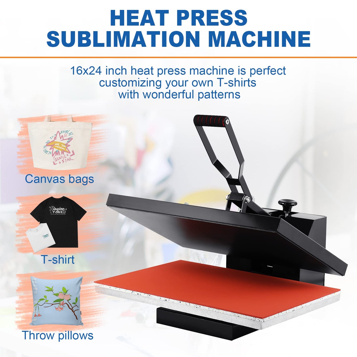 Iglobalbuy 16x24" Clamshell Heat Press Sublimation Machine, Digital Control Heat Press Transfer Printer, Large 16" x 24" Industrial Clamshell Design - WoodArtSupply