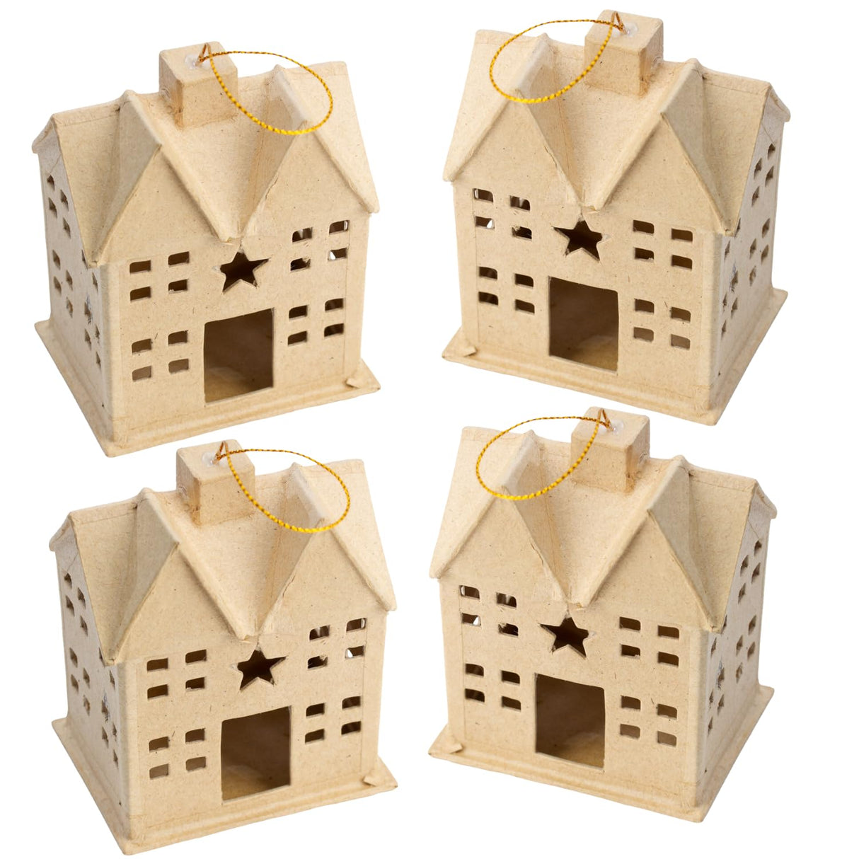 Factory Direct Craft Set of 4 Ready to Decorate Paper Mache Primitive Saltbox Ornaments - 2-1/4 Inches W x 5 Inches H Factory Direct Craft