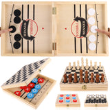 Sling Puck Game, Chess Checkers Game Set, 4 in 1 Board Game, Fast Hockey Table Game, Tic Tac Toe Slingshot Chess Set for Kids Alemard