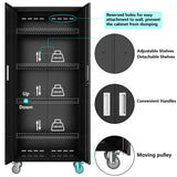 Metal Storage Cabinets Locker for Home Office, 72" Garage Storage Cabinet with Wheels, Lockable Door & Adjustable Shelves, Tall Large Steel Cabinet Gwichomo